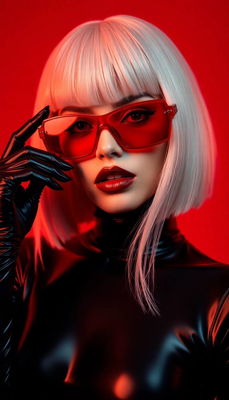 iPhone Y2K Woman Fashion Model in Black and Red Luxury Background